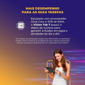 Tablet Positivo Vision TAB 7 64GB 3GB de RAM Tela 7” Octa Core